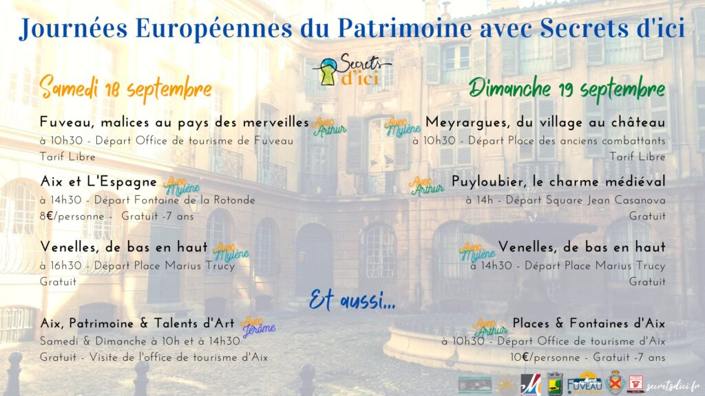 Journées Patrimoine 2021, Guide Aix en Provence, Guide Conférencier Aix en Provence, Visiter Aix en Provence, Visite Guidée Aix en Provence